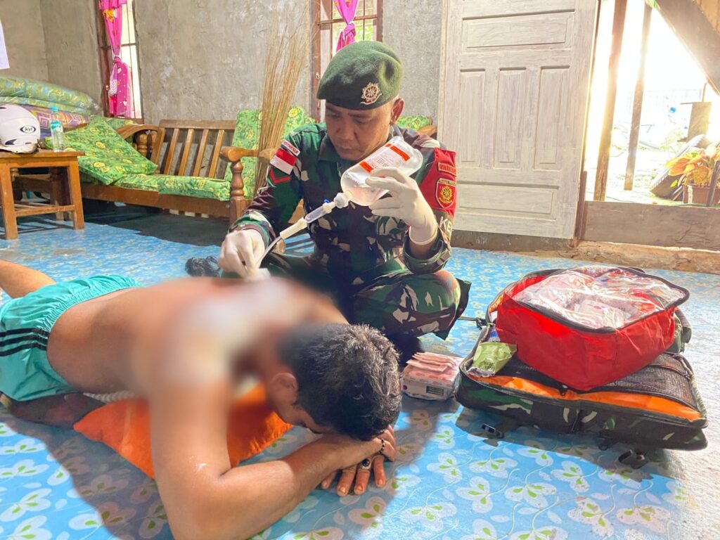 Satgas Yonarmed 11 Kostrad Selamatkan Korban Luka Bakar di Sebatik Tengah