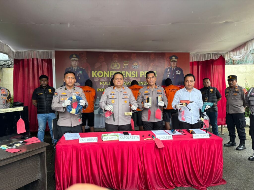 Belasan Kasus Terungkap, Polsek Sungai Pinang Amankan 7 Tersangka dan 10 Motor Curian
