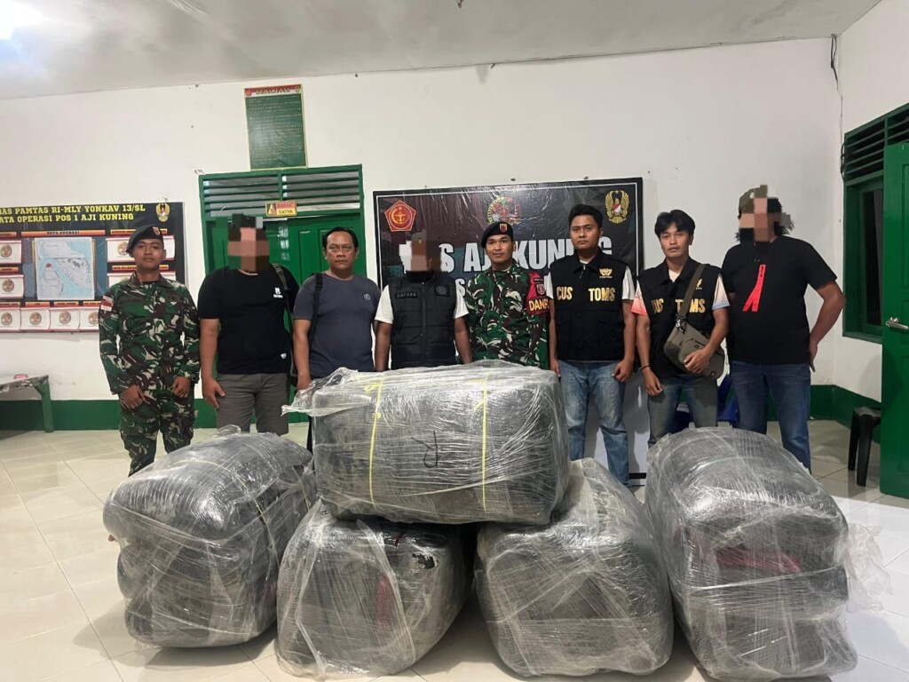 Aksi Sigap Satgas Pamtas: 5 Ball Karpet Ilegal Asal Malaysia Digagalkan di Sebatik