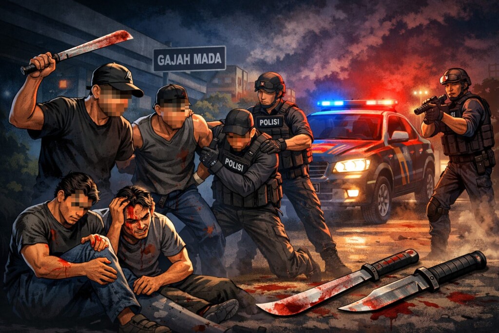 Aksi Brutal di Samarinda, Dua Pelaku Pengeroyokan Bersajam Ditangkap